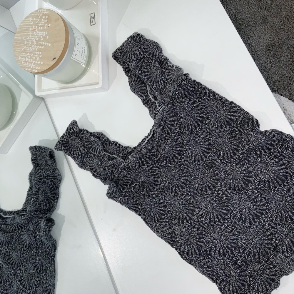 Free People Black Textured Tank Top